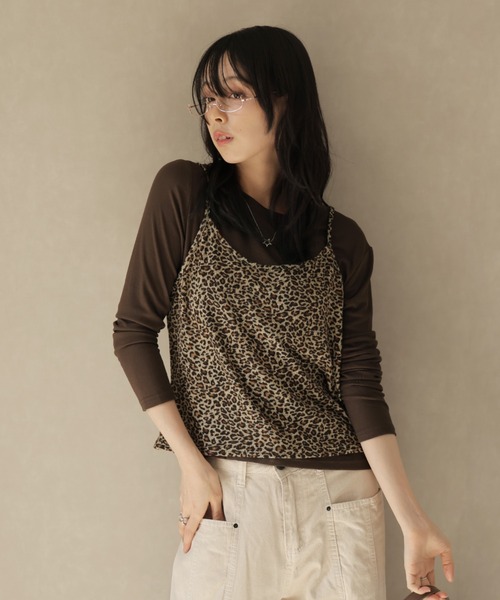 Ulysses(ユリシス)の「【2set】レオパード柄キャミ&ロングスリーブカットソー(Tシャツ/カットソー・レディース・ブラック/キャメル・F)」の15枚目の写真