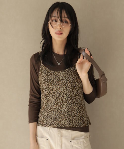 Ulysses(ユリシス)の「【2set】レオパード柄キャミ&ロングスリーブカットソー(Tシャツ/カットソー・レディース・ブラック/キャメル・F)」の16枚目の写真