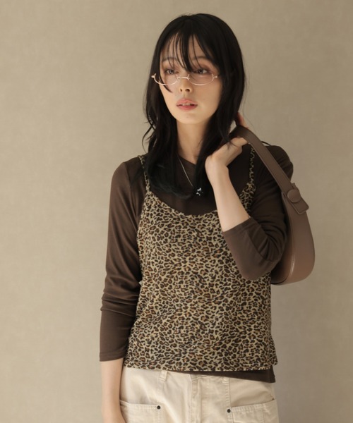 Ulysses(ユリシス)の「【2set】レオパード柄キャミ&ロングスリーブカットソー(Tシャツ/カットソー・レディース・ブラック/キャメル・F)」の17枚目の写真