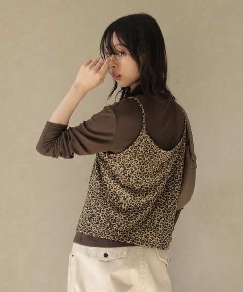 Ulysses(ユリシス)の「【2set】レオパード柄キャミ&ロングスリーブカットソー(Tシャツ/カットソー・レディース・ブラック/キャメル・F)」の9枚目の写真