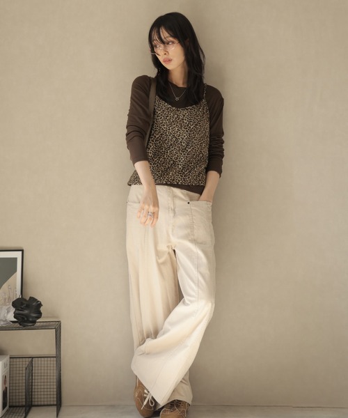 Ulysses(ユリシス)の「【2set】レオパード柄キャミ&ロングスリーブカットソー(Tシャツ/カットソー・レディース・ブラック/キャメル・F)」の12枚目の写真