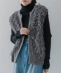 高身長 フリンジニットベスト(トールサイズ)Essenave