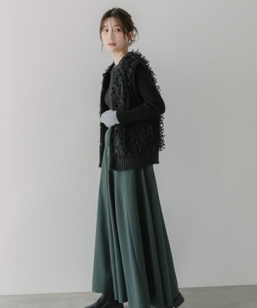 slattgir(スラットジール)の「高身長 フリンジニットベスト(トールサイズ)Essenave(ニット/セーター・レディース・グレー系/ブラック系・TM/TL/TLL/T3L)」の12枚目の写真