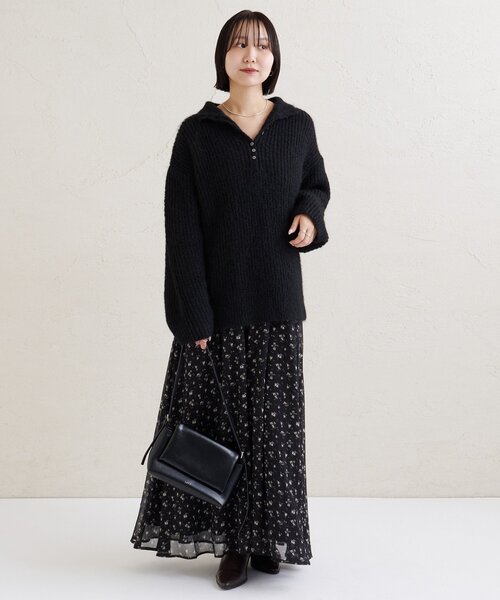 mystic（ミスティック）の「【新色花柄登場！2サイズ展開◎】シアーキャミSETワンピース（ワンピース・レディース・グレー/アイボリー/ブラック・2/1）」の3枚目の写真