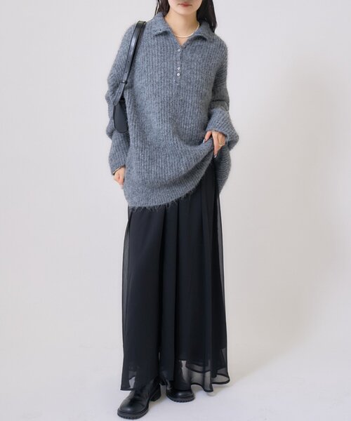 mystic（ミスティック）の「【新色花柄登場！2サイズ展開◎】シアーキャミSETワンピース（ワンピース・レディース・グレー/アイボリー/ブラック・2/1）」の4枚目の写真