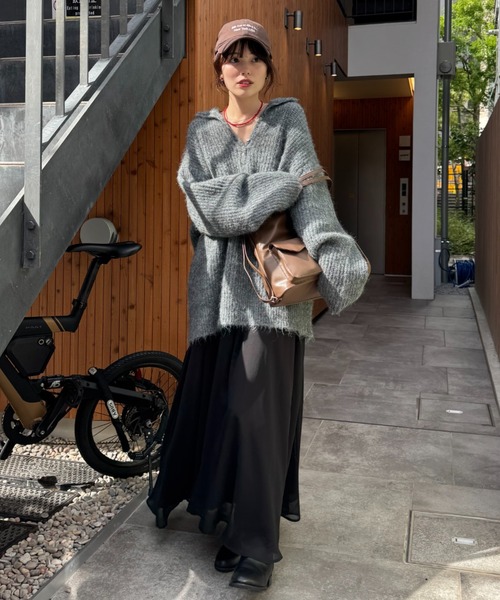 mystic（ミスティック）の「【新色花柄登場！2サイズ展開◎】シアーキャミSETワンピース（ワンピース・レディース・グレー/アイボリー/ブラック・2/1）」の5枚目の写真