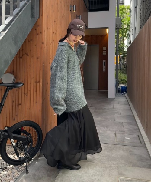 mystic（ミスティック）の「【新色花柄登場！2サイズ展開◎】シアーキャミSETワンピース（ワンピース・レディース・グレー/アイボリー/ブラック・2/1）」の6枚目の写真