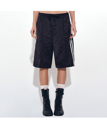 DOUBLE LINE SATIN HALF PANTS_BLACK