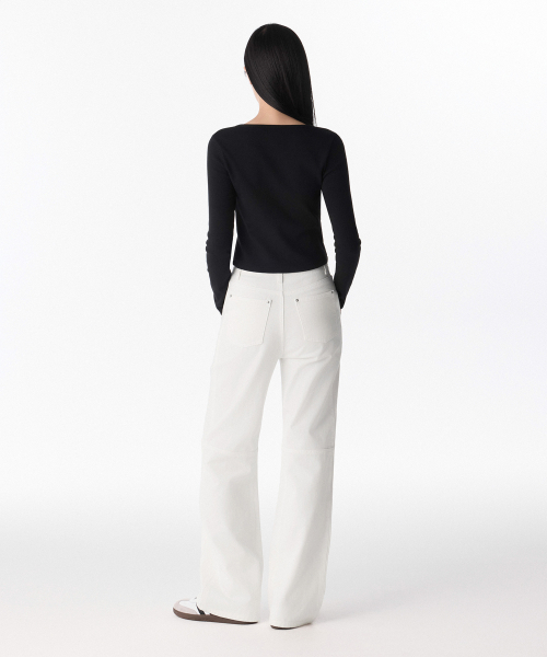 MUSINSA STANDARD WOMAN（ムシンサスタンダードウーマン）の「ウィメンズディバイディッドレギュラーフィットデニムパンツ[ホワイト]（デニムパンツ・レディース・その他・32/30/24/25/26/27/28/29）」の2枚目の写真