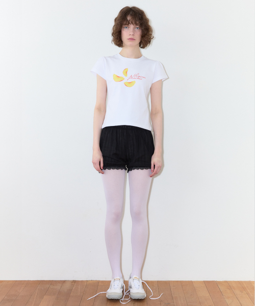 SINOON(シヌーン)の「Piece Peach Puff T-Shirt (White)(Tシャツ/カットソー・レディース・ホワイト・SMALL/MEDIUM)」の2枚目の写真