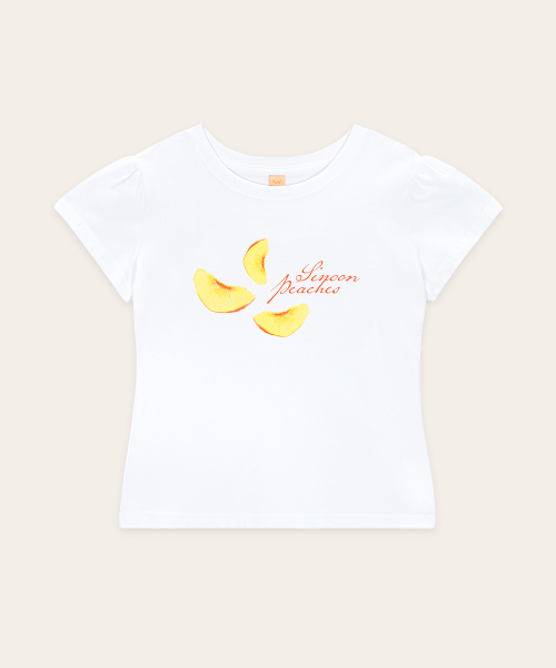 SINOON(シヌーン)の「Piece Peach Puff T-Shirt (White)(Tシャツ/カットソー・レディース・ホワイト・SMALL/MEDIUM)」の4枚目の写真