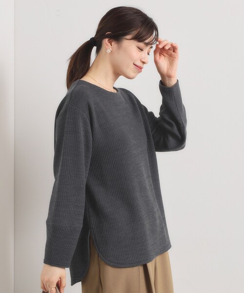 ITS'DEMO（イッツデモ）の「【洗濯機OK】ラウンドヘム起毛リブプルオーバー（Tシャツ/カットソー・レディース・アイボリー/ナチュラル/チャコールグレー・00）」の2枚目の写真