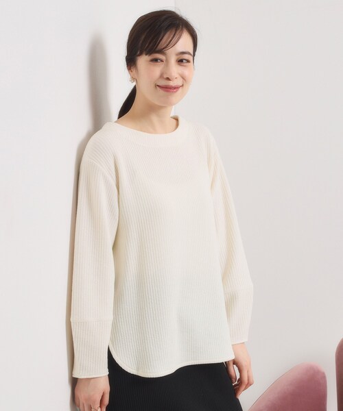 ITS'DEMO（イッツデモ）の「【洗濯機OK】ラウンドヘム起毛リブプルオーバー（Tシャツ/カットソー・レディース・アイボリー/ナチュラル/チャコールグレー・00）」の4枚目の写真
