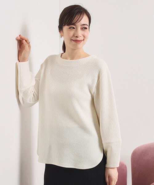 ITS'DEMO（イッツデモ）の「【洗濯機OK】ラウンドヘム起毛リブプルオーバー（Tシャツ/カットソー・レディース・アイボリー/ナチュラル/チャコールグレー・00）」の5枚目の写真