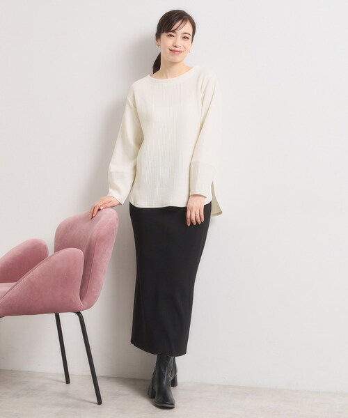 ITS'DEMO（イッツデモ）の「【洗濯機OK】ラウンドヘム起毛リブプルオーバー（Tシャツ/カットソー・レディース・アイボリー/ナチュラル/チャコールグレー・00）」の6枚目の写真