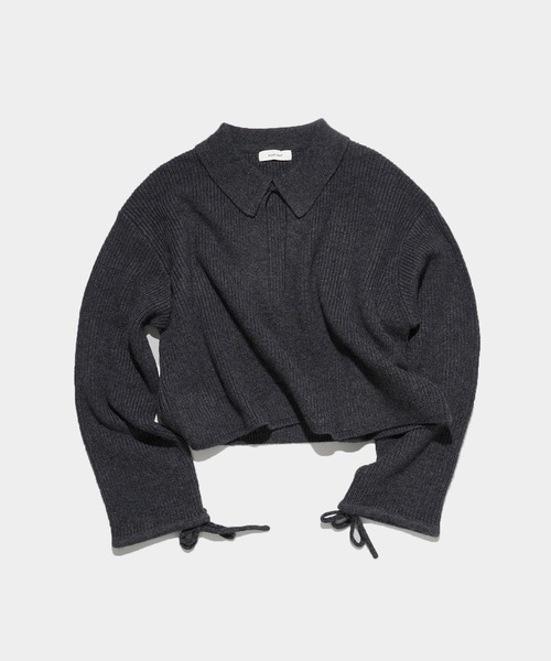 Knuth Marf(クヌースマーフ)の「EX.cashmere slit neck loose short knit(ニット/セーター・レディース・ライトグレー/ブラック/ダークグレー・FREE)」の2枚目の写真