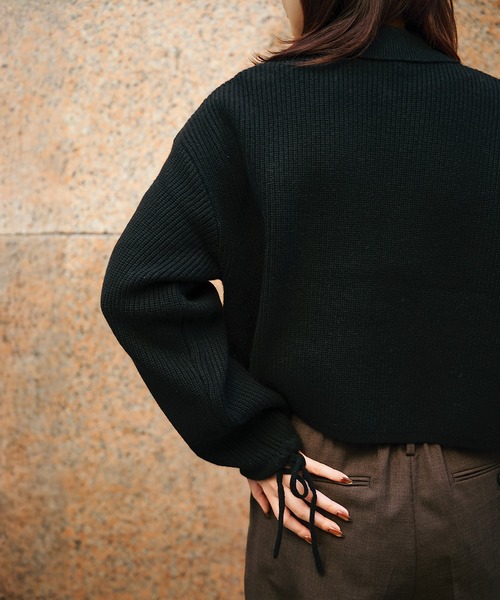 Knuth Marf(クヌースマーフ)の「EX.cashmere slit neck loose short knit(ニット/セーター・レディース・ライトグレー/ブラック/ダークグレー・FREE)」の14枚目の写真