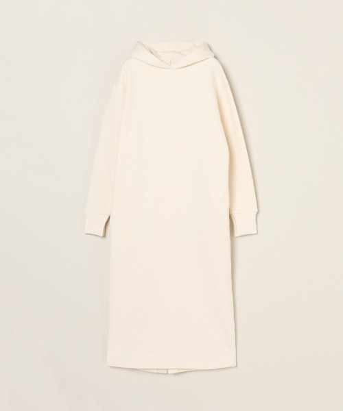 three dots(スリードッツ)の「シルキーテリー フーデッドドレス(ドレス・レディース・ブラック/オフホワイト/杢グレー・MEDIUM/SMALL)」の1枚目の写真