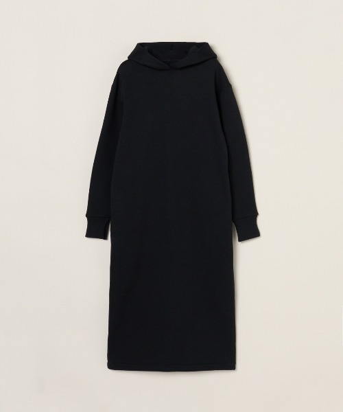 three dots(スリードッツ)の「シルキーテリー フーデッドドレス(ドレス・レディース・ブラック/オフホワイト/杢グレー・MEDIUM/SMALL)」の2枚目の写真