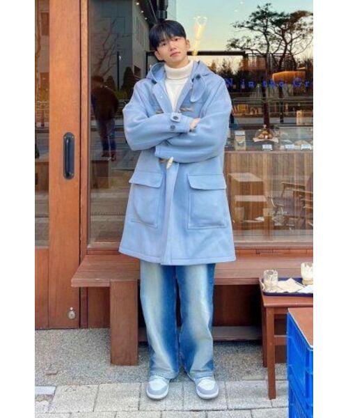 MAINBOOTH（メインブース）の「[ウール90%]Oversized Duffle Coat(ASH BLUE)（チェスターコート・レディース・その他・3/2）」の7枚目の写真