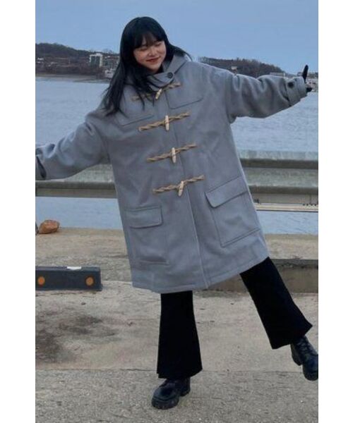 MAINBOOTH（メインブース）の「[ウール90%]Oversized Duffle Coat(ASH BLUE)（チェスターコート・レディース・その他・3/2）」の5枚目の写真