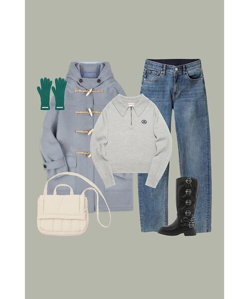 MAINBOOTH（メインブース）の「[ウール90%]Oversized Duffle Coat(ASH BLUE)（チェスターコート・レディース・その他・3/2）」の3枚目の写真
