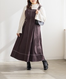 CLETTEオリジナル配色ステッチサイドベルトワンピース