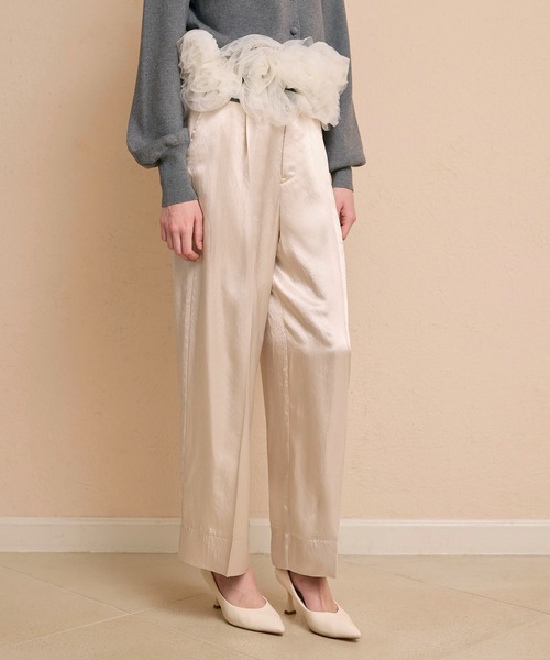 EIMY ISTOIRE（エイミーイストワール）の「サテンタックパンツ（その他パンツ・レディース・グレー×ピンク/ブラック・38/36）」の10枚目の写真