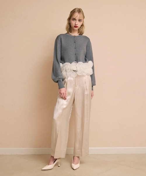 EIMY ISTOIRE（エイミーイストワール）の「サテンタックパンツ（その他パンツ・レディース・グレー×ピンク/ブラック・38/36）」の11枚目の写真