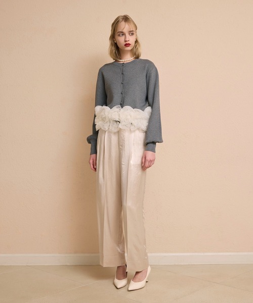 EIMY ISTOIRE（エイミーイストワール）の「サテンタックパンツ（その他パンツ・レディース・グレー×ピンク/ブラック・38/36）」の12枚目の写真