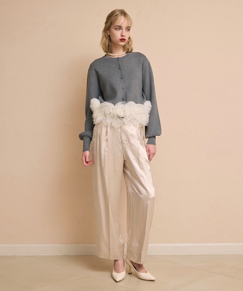 EIMY ISTOIRE（エイミーイストワール）の「サテンタックパンツ（その他パンツ・レディース・グレー×ピンク/ブラック・38/36）」の13枚目の写真