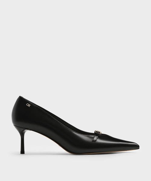 CHARLES & KEITH(チャールズ & キース)の「レザーバックルストラップ スティレットパンプス(パンプス・レディース・オートミール/ブラック・24.5cm/23.5cm/23cm/22.5cm/25cm)」の4枚目の写真