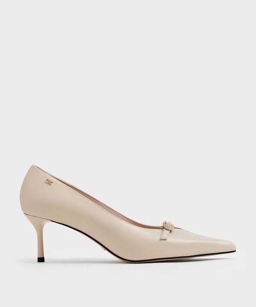 CHARLES & KEITH(チャールズ & キース)の「レザーバックルストラップ スティレットパンプス(パンプス・レディース・オートミール/ブラック・24.5cm/23.5cm/23cm/22.5cm/25cm)」の6枚目の写真