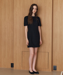 TWEED LINE ONEPIECE_BLACK