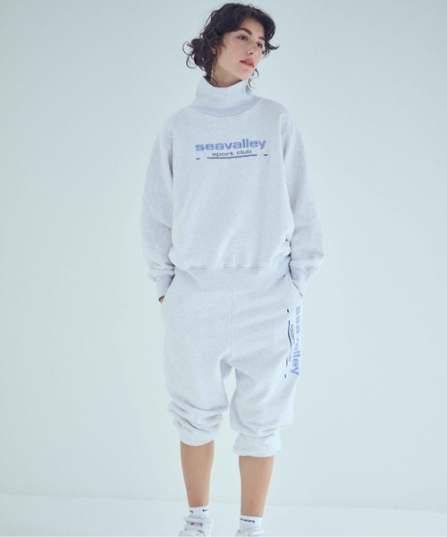 SEA（シー）の「Seavalley Sprot club クロップド スウェットパンツ（スウェットパンツ・レディース・ブラック/グレー・ONE SIZE）」の4枚目の写真