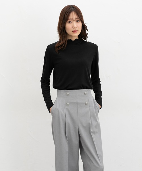 Honeys(ハニーズ)の「メローハイネックTシャツ(Tシャツ/カットソー・レディース・ブラック/オフホワイト/ベージュ・LL/L/M/S)」の7枚目の写真