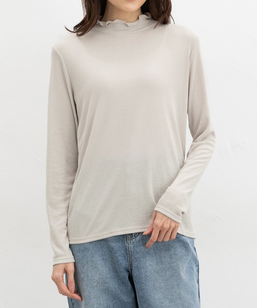 Honeys(ハニーズ)の「メローハイネックTシャツ(Tシャツ/カットソー・レディース・ブラック/オフホワイト/ベージュ・LL/L/M/S)」の12枚目の写真