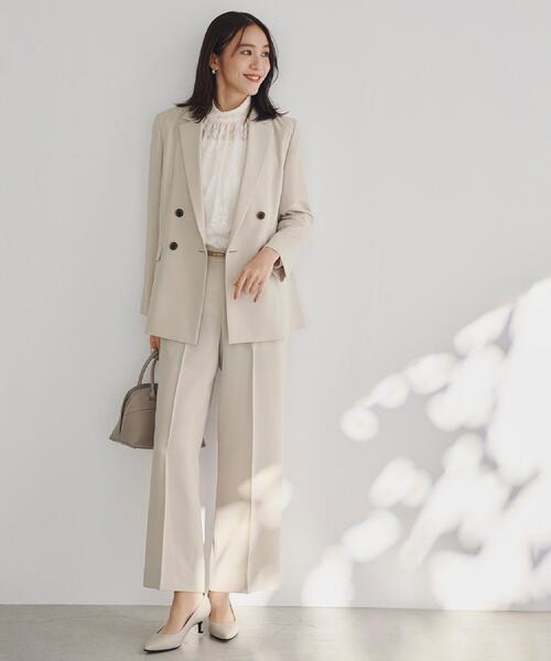 UNTITLED（アンタイトル）の「【接触冷感/UVカット/洗える】エアリー ダブルブレストジャケット（テーラードジャケット・レディース・ネイビー/チャコールグレー/ナチュラル・03/02/01/00/50/48/46/44/42/04）」の22枚目の写真