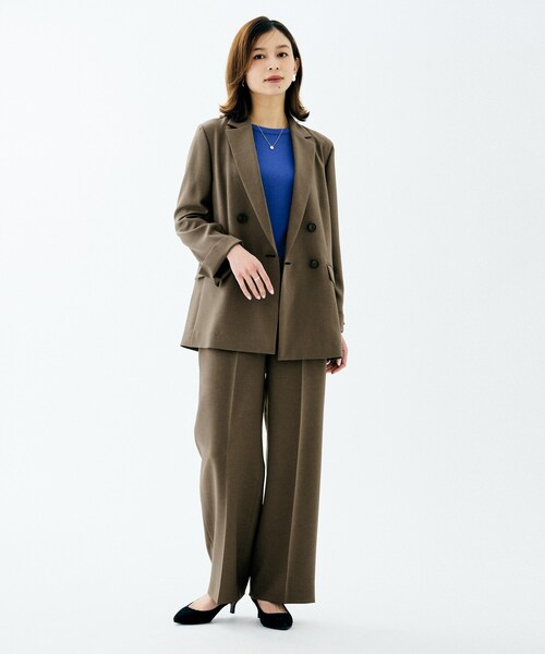 UNTITLED（アンタイトル）の「【接触冷感/UVカット/洗える】エアリー ダブルブレストジャケット（テーラードジャケット・レディース・ネイビー/チャコールグレー/ナチュラル・03/02/01/00/50/48/46/44/42/04）」の12枚目の写真