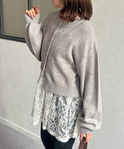 Thevon（ゼボン）の「ニュアンスボタンショートカーディガン（カーディガン/ボレロ・レディース・ネイビー/イエロー/ライトグレー・FREE）」の8枚目の写真