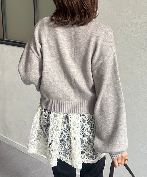 Thevon（ゼボン）の「ニュアンスボタンショートカーディガン（カーディガン/ボレロ・レディース・ネイビー/イエロー/ライトグレー・FREE）」の9枚目の写真