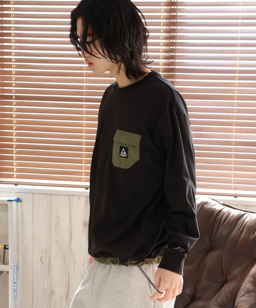 GERRY(ジェリー)の「【GERRY/ジェリー】ナイロンポケット付 ロングスリーブTシャツ(Tシャツ/カットソー・メンズ・ブラック/ホワイト/アッシュグレー・LL/M/L)」の18枚目の写真