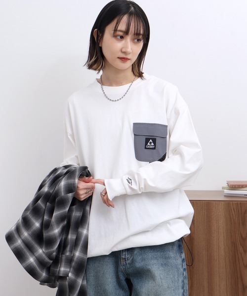 GERRY(ジェリー)の「【GERRY/ジェリー】ナイロンポケット付 ロングスリーブTシャツ(Tシャツ/カットソー・メンズ・ブラック/ホワイト/アッシュグレー・LL/M/L)」の21枚目の写真