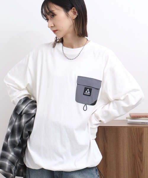 GERRY(ジェリー)の「【GERRY/ジェリー】ナイロンポケット付 ロングスリーブTシャツ(Tシャツ/カットソー・メンズ・ブラック/ホワイト/アッシュグレー・LL/M/L)」の22枚目の写真