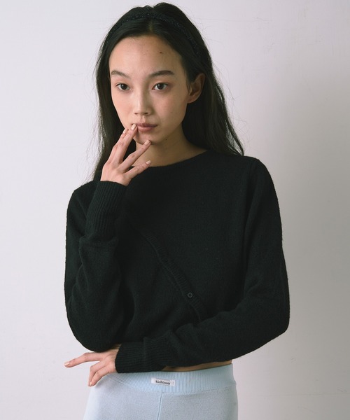 kiehtova（キエトヴァ）の「【kiehtova】ASYMMETRY KNIT TOPS/アシンメトリーニットトップス KTWR53（ニット/セーター・レディース・チャコールグレー/ブラック・FREE）」の2枚目の写真