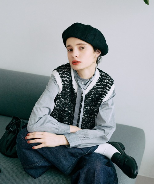 LA MARINE FRANCAISE（マリン フランセーズ）の「ボウタイフリルブラウス（シャツ/ブラウス・レディース・グレー/ブラック系その他/ホワイト・FREE）」の3枚目の写真