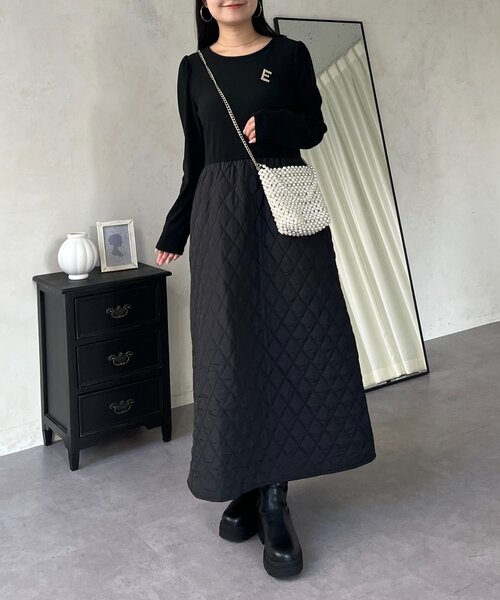 prose verse（プロズヴェール）の「キルティングドッキングフレアワンピース（ワンピース・レディース・グレー/ブラック・LARGE/MEDIUM）」の4枚目の写真