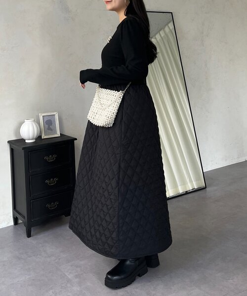 prose verse（プロズヴェール）の「キルティングドッキングフレアワンピース（ワンピース・レディース・グレー/ブラック・LARGE/MEDIUM）」の6枚目の写真