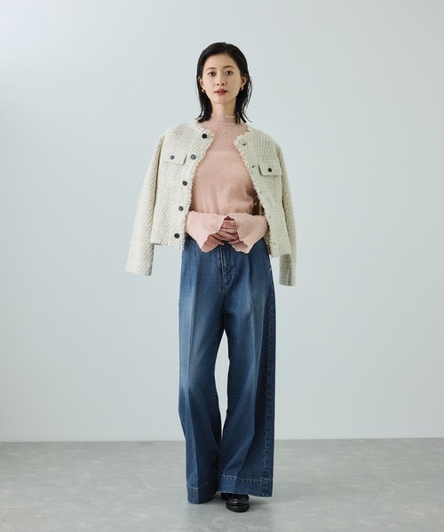 ROPE'（ロペ）の「テンセルデニムストレートワイドパンツ/イージーケア・セットアップ対応（デニムパンツ・レディース・ネイビー/ブルー・40/38/36）」の3枚目の写真