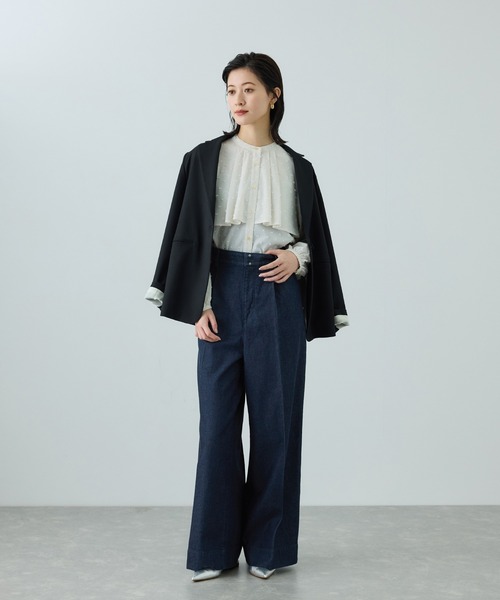 ROPE'（ロペ）の「テンセルデニムストレートワイドパンツ/イージーケア・セットアップ対応（デニムパンツ・レディース・ネイビー/ブルー・40/38/36）」の19枚目の写真